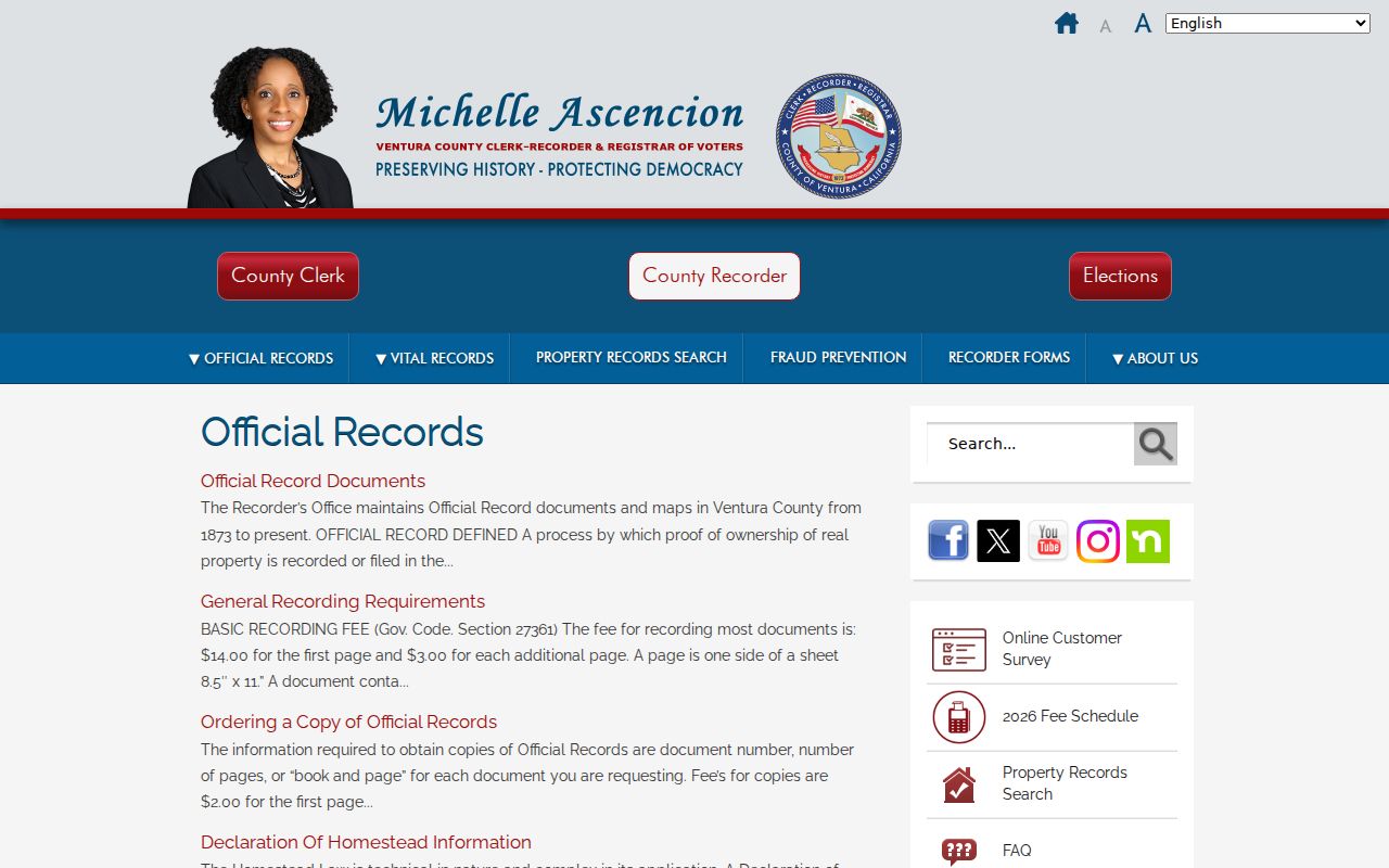 Thousand Oaks people search Ventura County official records page