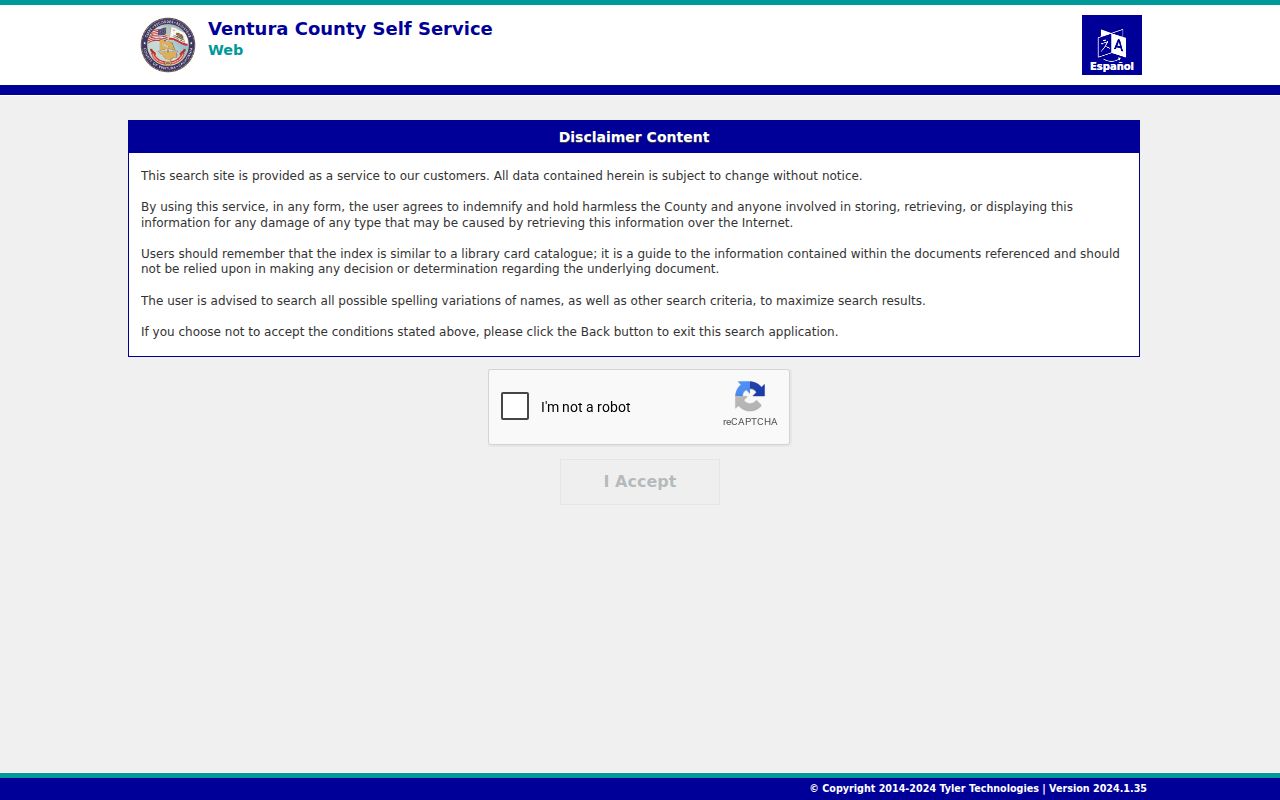 Thousand Oaks people search Ventura County recorder self-service index