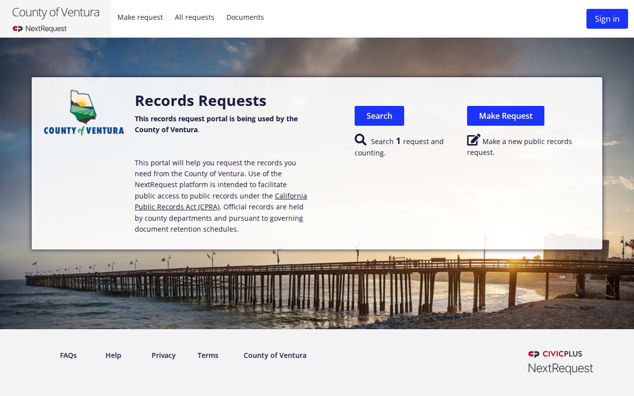 Thousand Oaks people search Ventura County public records request portal
