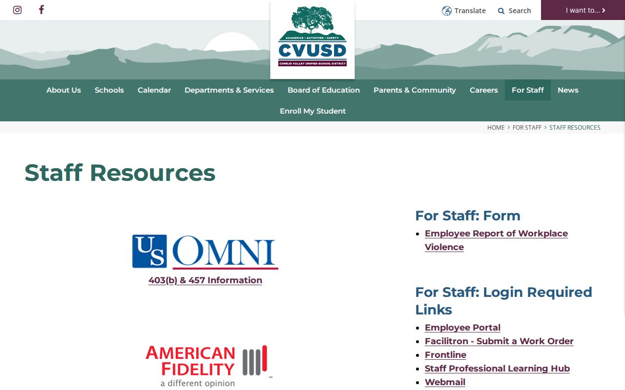 Thousand Oaks people directories CVUSD staff resources page