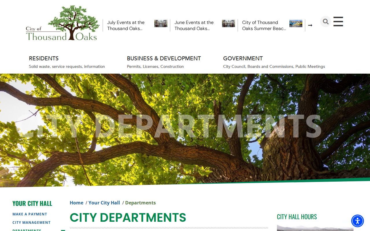 Thousand Oaks people directories city department landing page