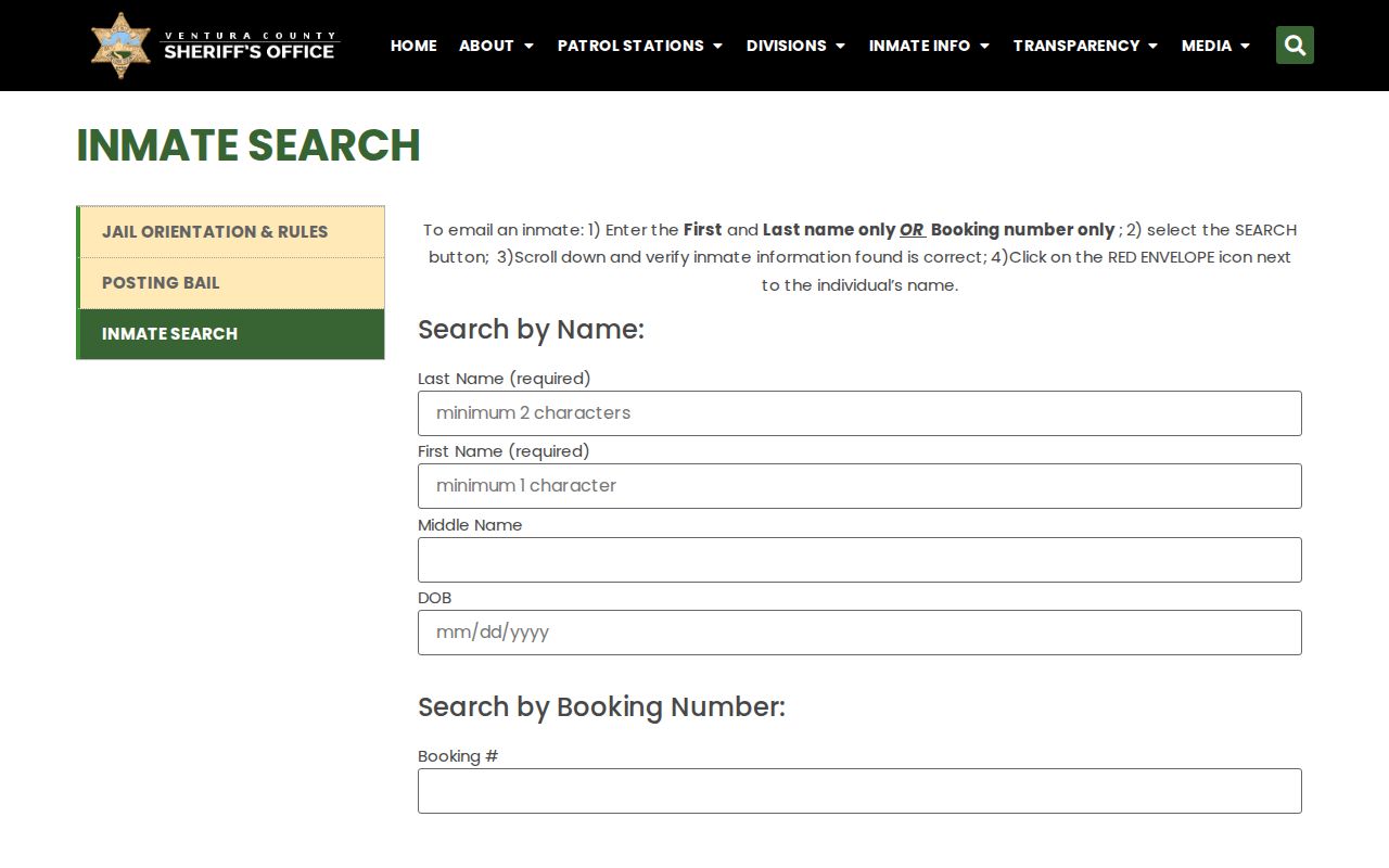 Thousand Oaks public records search on the Ventura Sheriff inmate portal