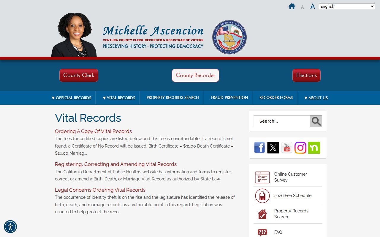 Thousand Oaks public records access through Ventura County vital records